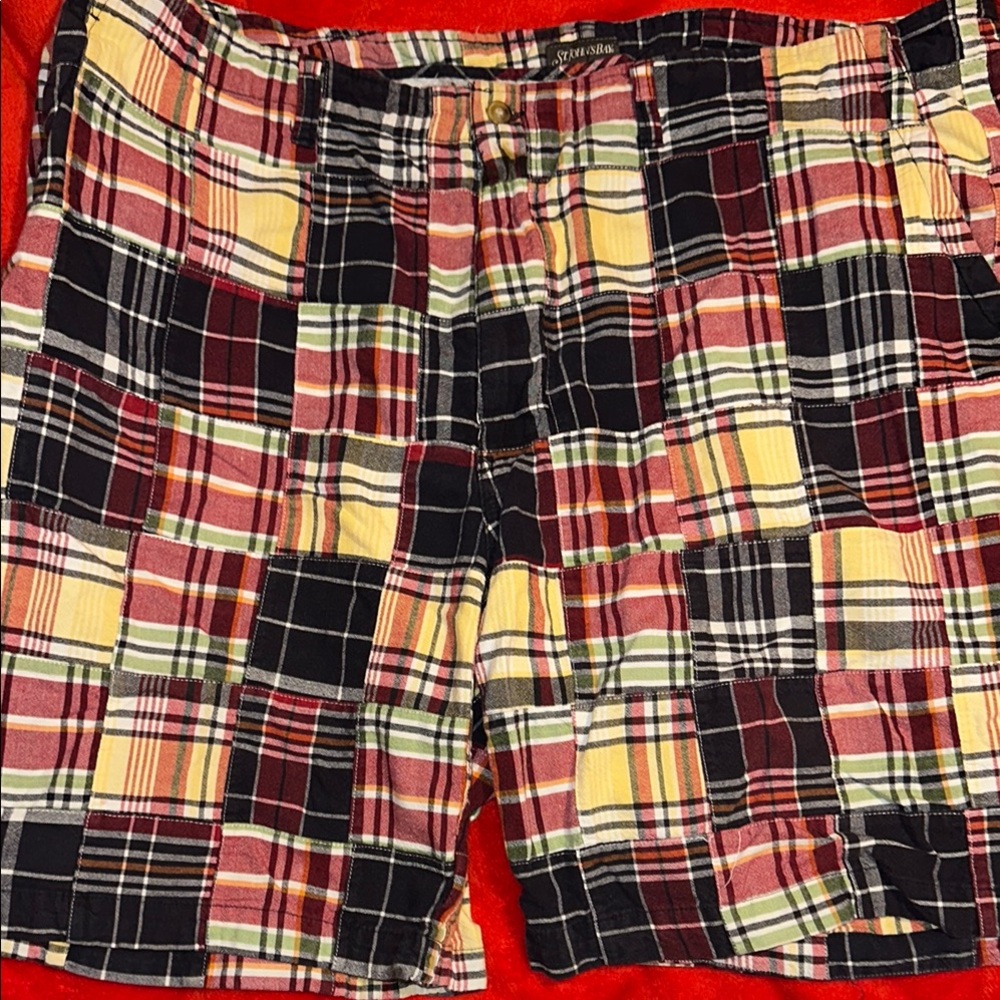 St. John's Bay Red and Yellow Plaid Shorts